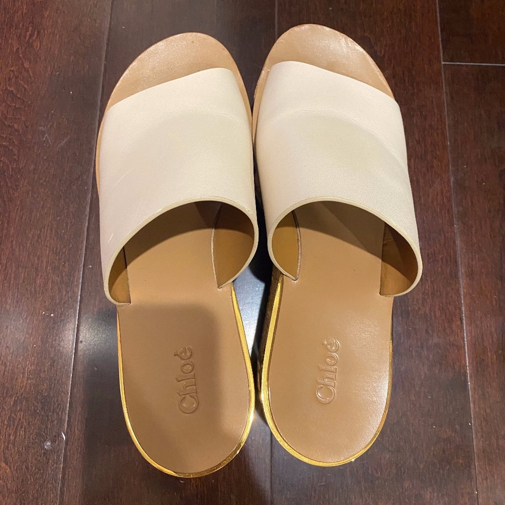 Chloe Women's Camille Leather Wedge Sandals